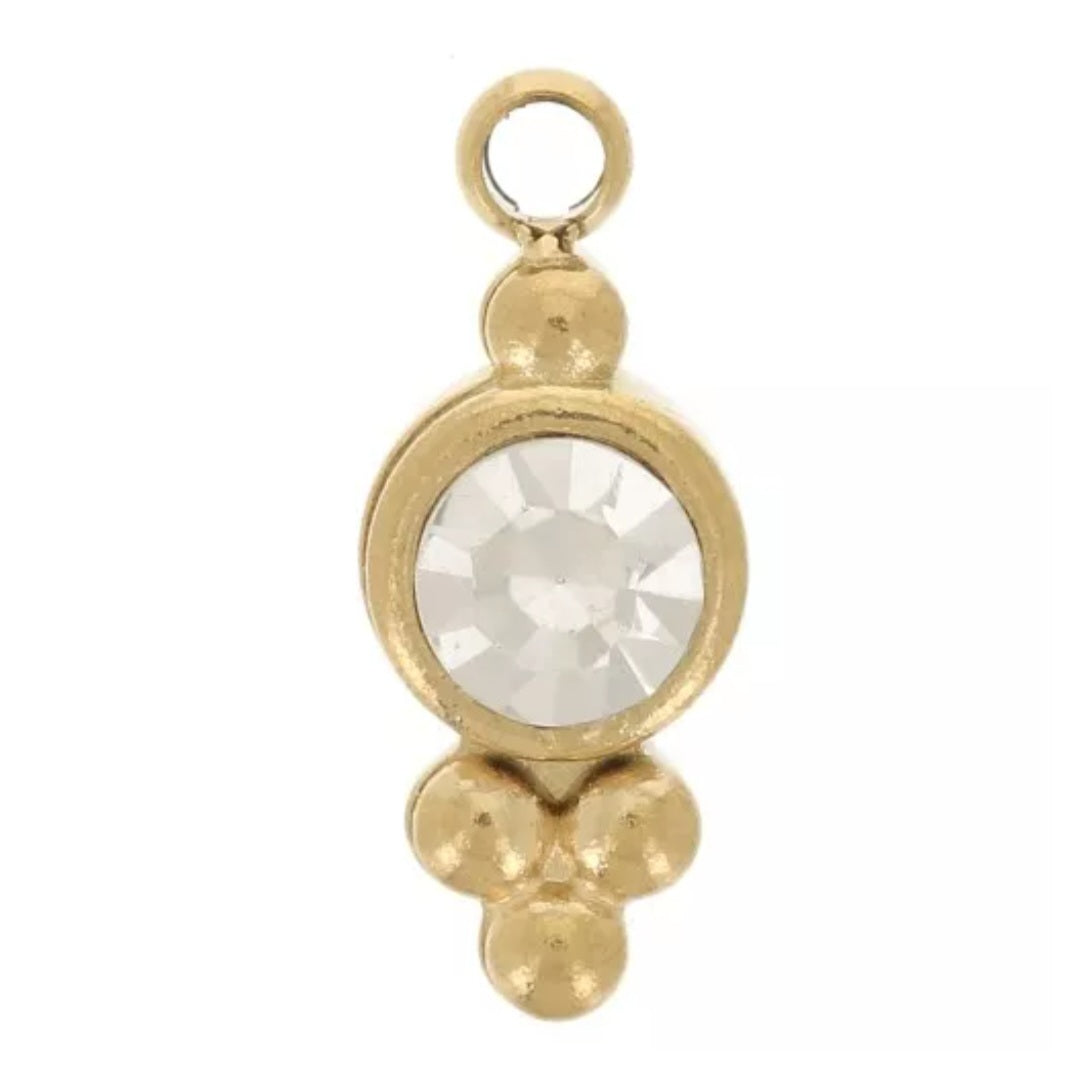 Breloque ronde oxydes de zirconium et boules 10x4mm