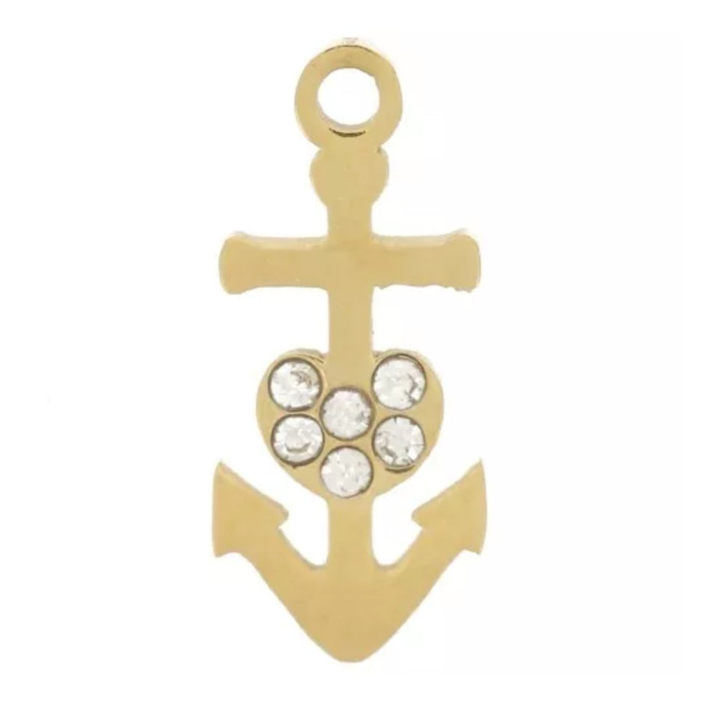 Breloque ancre avec strass 12x5mm