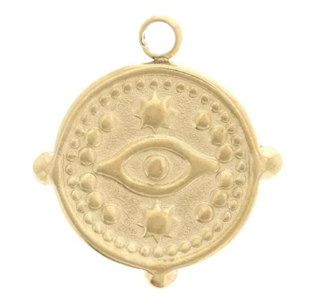 Breloque ronde motif oeil 13mm